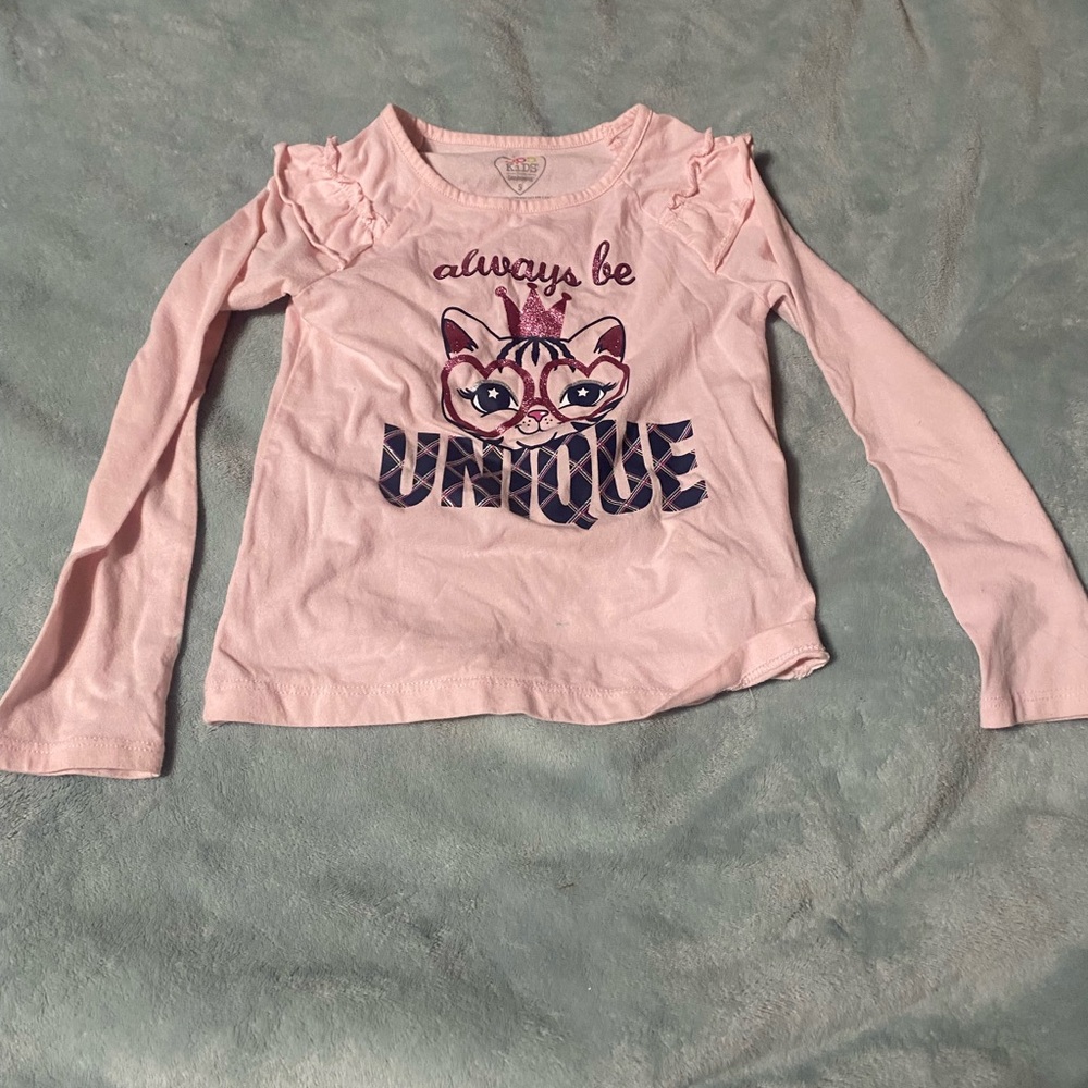 Adorable‎ Pink Cat Long Sleeve Tee